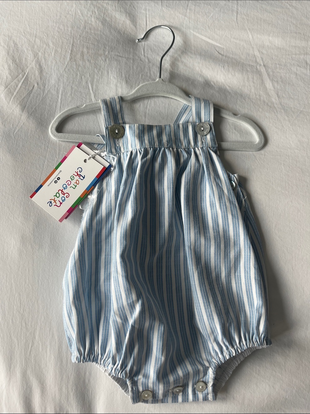 Blue Stripe Baby Bubble Romper by